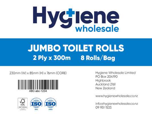 1-Ply Jumbo Toilet Rolls - 8 Pack